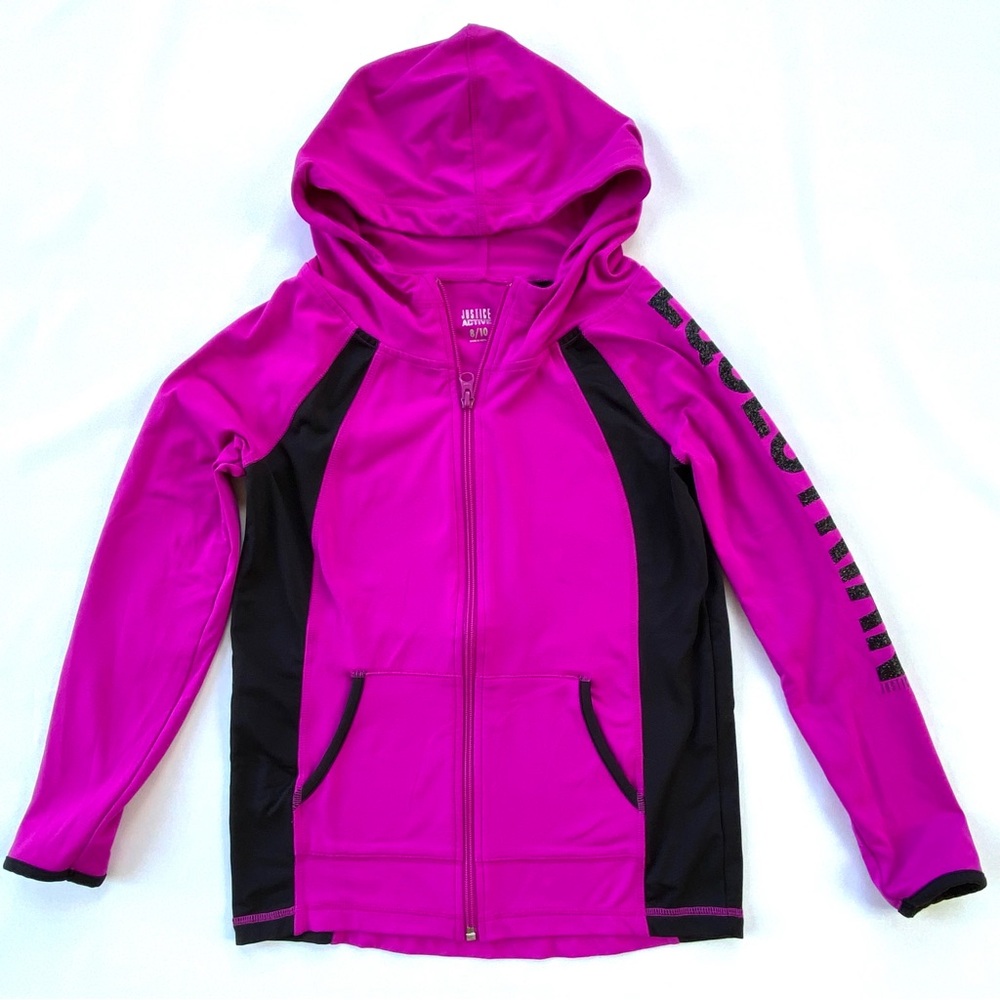 Justice Active Equestrian Hooded Jacket and Long Sleeve Tee, Girls Size 8/10 - Picture 2 of 15